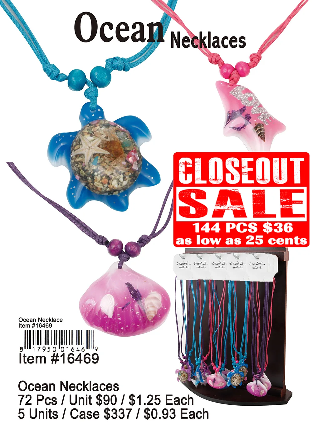 Ocean Necklaces - Closeout 144 Pcs.